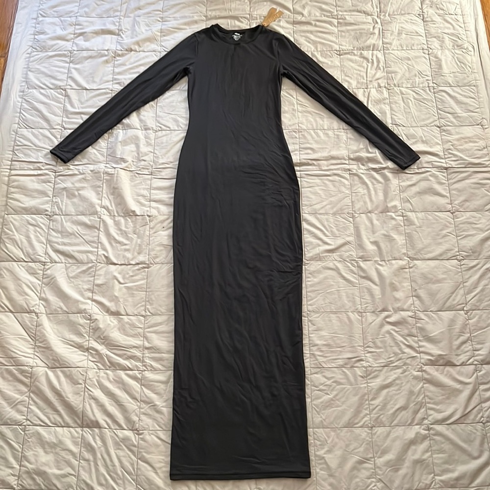SKIMS FITS EVERYBODY CREW NECK LONG SLEEVE DRESS